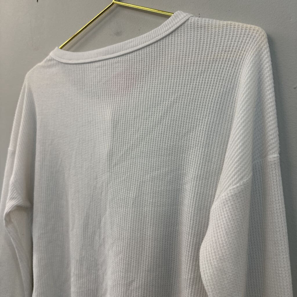 American Eagle Cropped Henley Long Sleeve Shirt Small