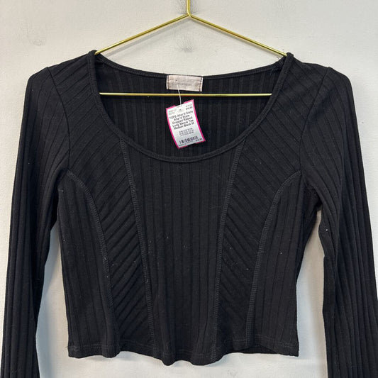 Altar'd State Cropped Ribbed Long Sleeve Tee Medium