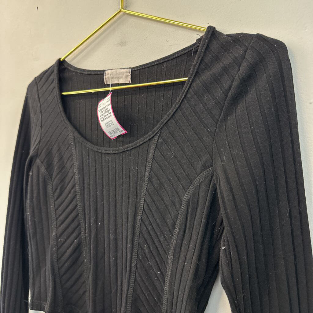 Altar'd State Cropped Ribbed Long Sleeve Tee Medium