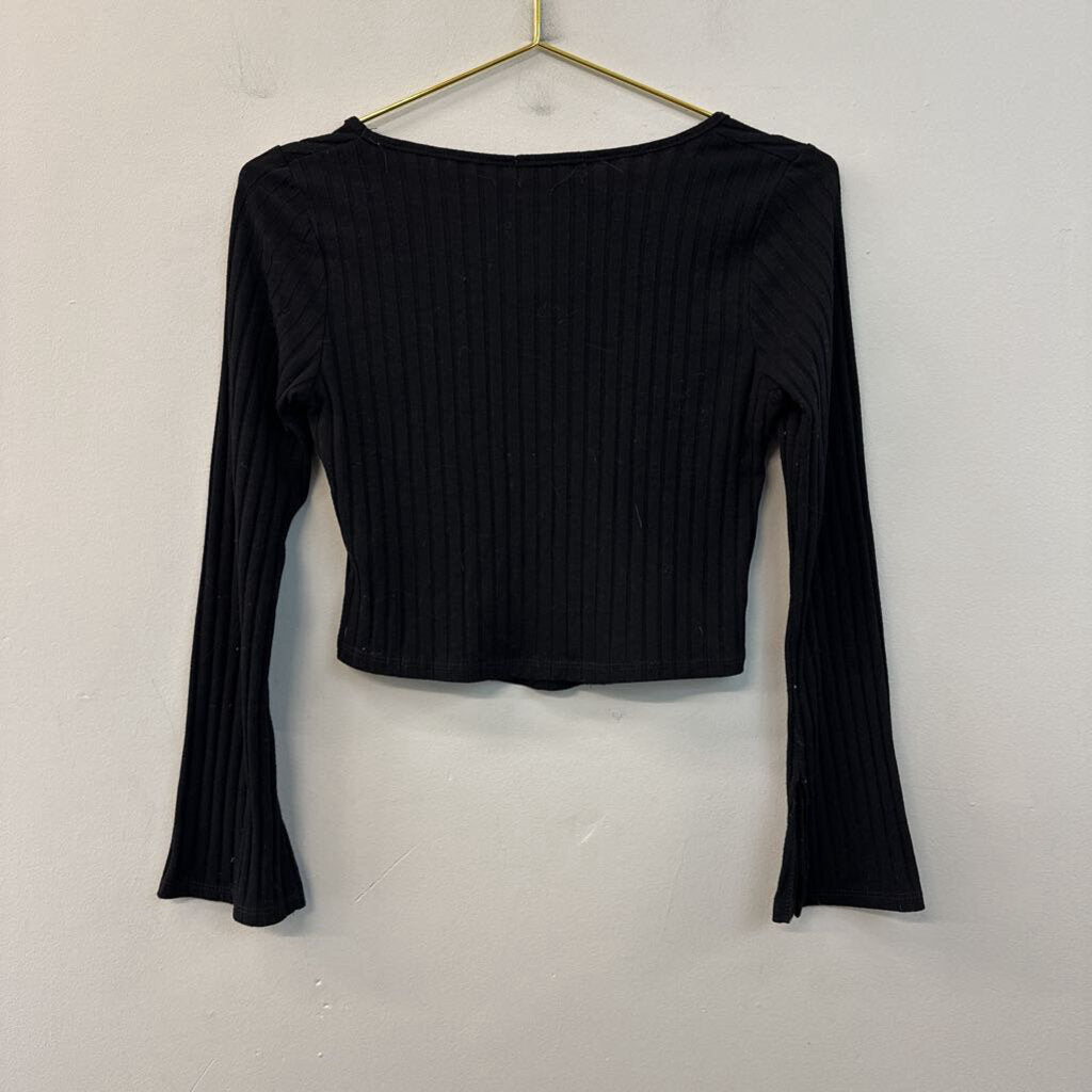Altar'd State Cropped Ribbed Long Sleeve Tee Medium