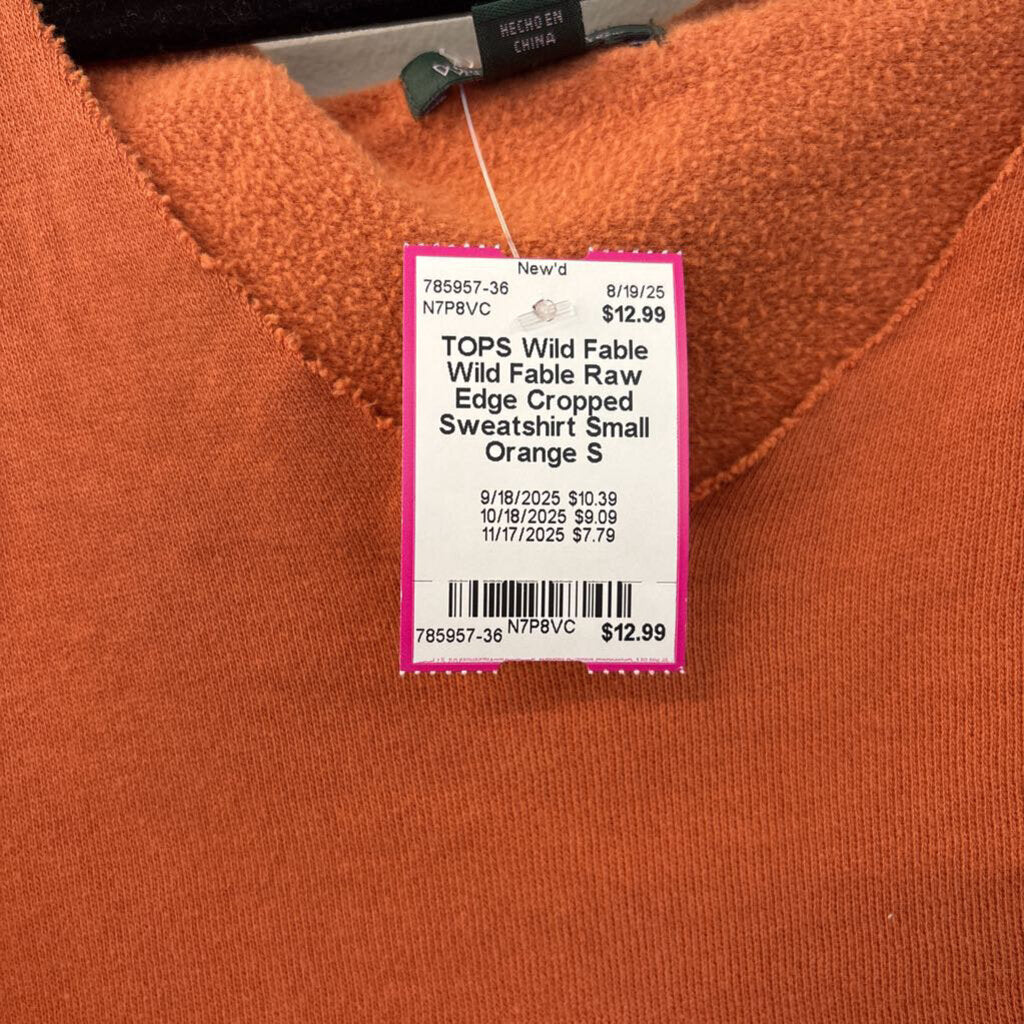 Wild Fable Raw Edge Cropped Sweatshirt Small