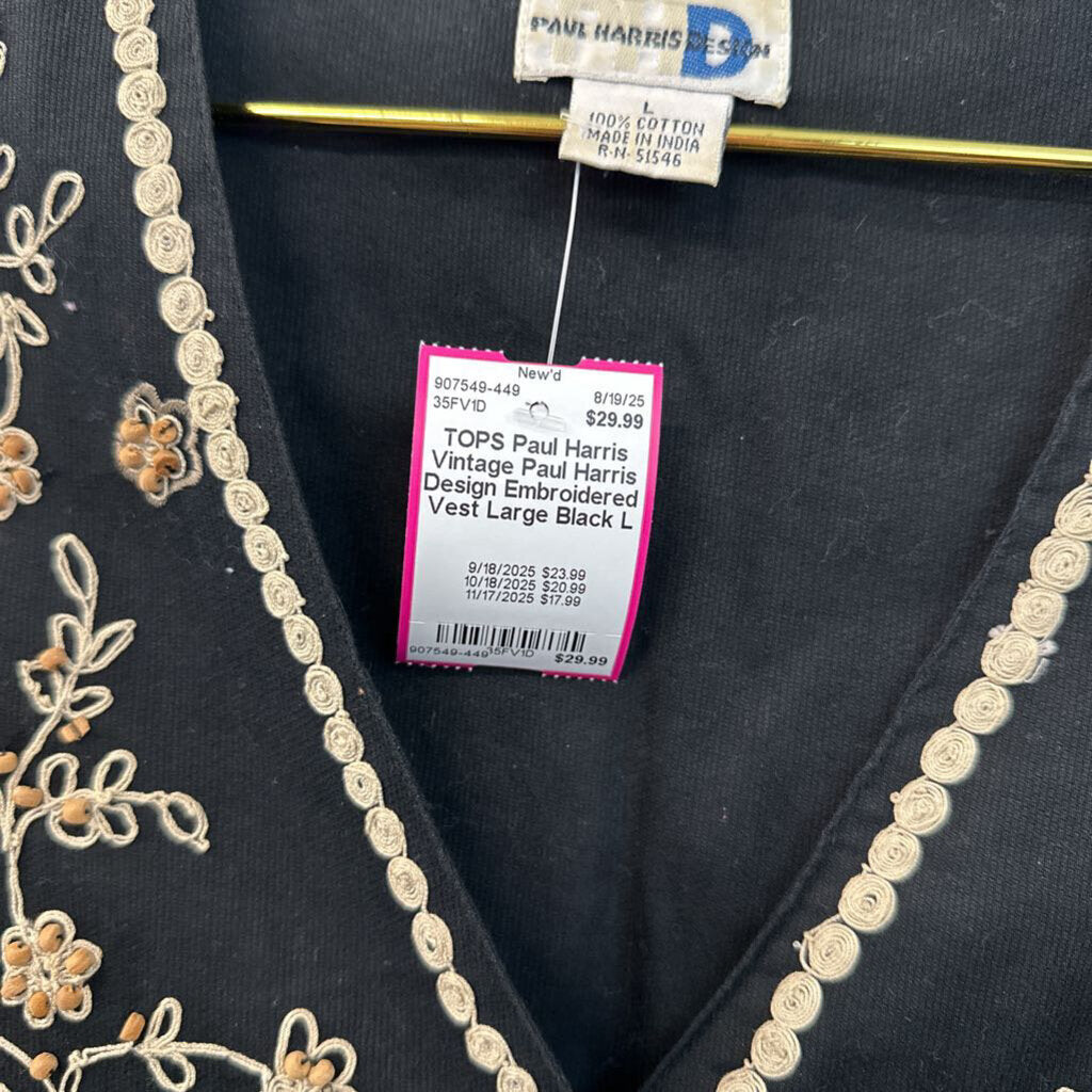 Vintage Paul Harris Design Embroidered Vest Large