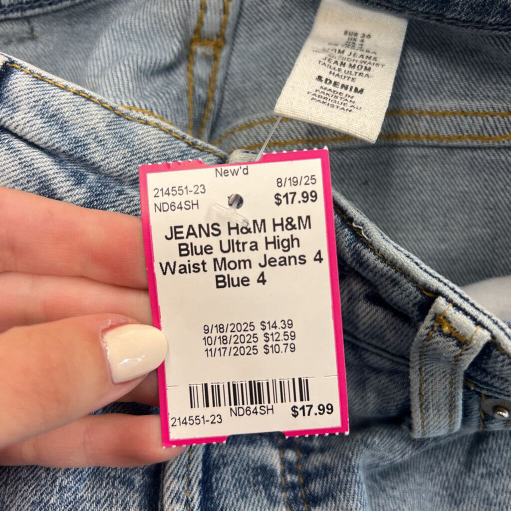 H&M Blue Ultra High Waist Mom Jeans 4