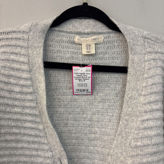 Happily Grey Cropped Button Up Cardigan Medium