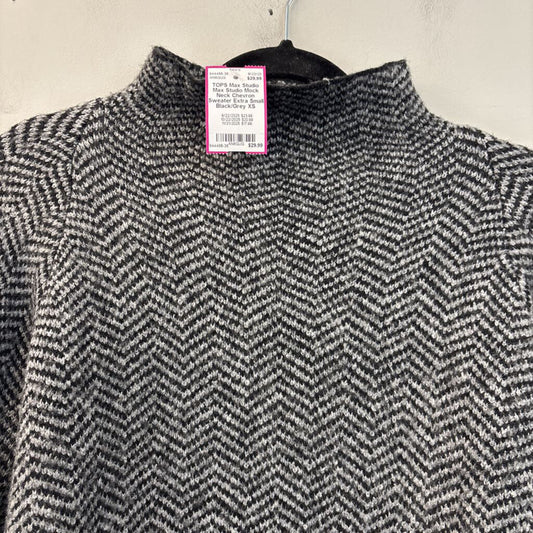 Max Studio Mock Neck Chevron Sweater Extra Small