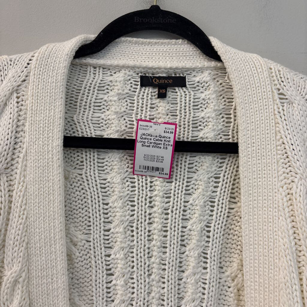 Quince Cable Knit Long Cardigan Extra Small