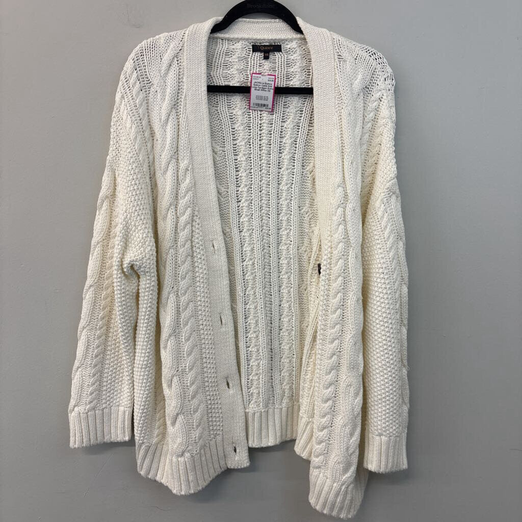 Quince Cable Knit Long Cardigan Extra Small