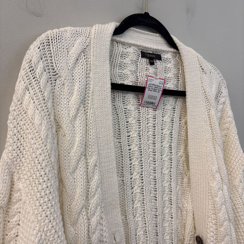 Quince Cable Knit Long Cardigan Extra Small