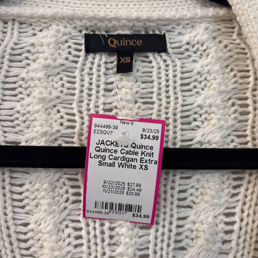 Quince Cable Knit Long Cardigan Extra Small