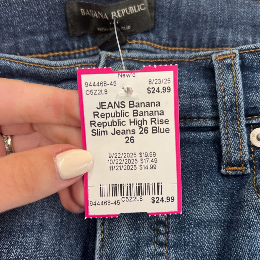 Banana Republic High Rise Slim Jeans 26