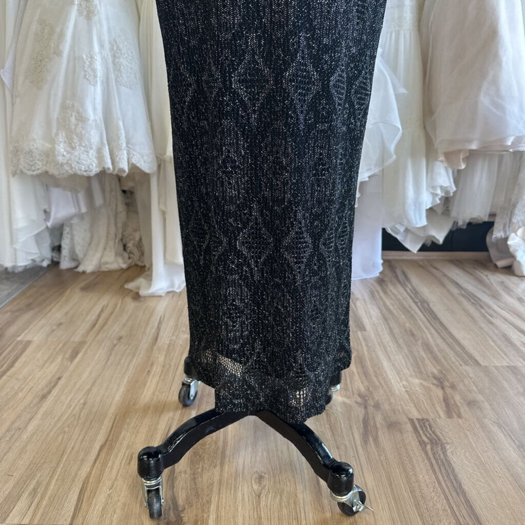 Vintage Black Maxi Crochet with Shimmer Dress Small