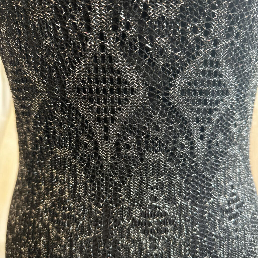 Vintage Black Maxi Crochet with Shimmer Dress Small
