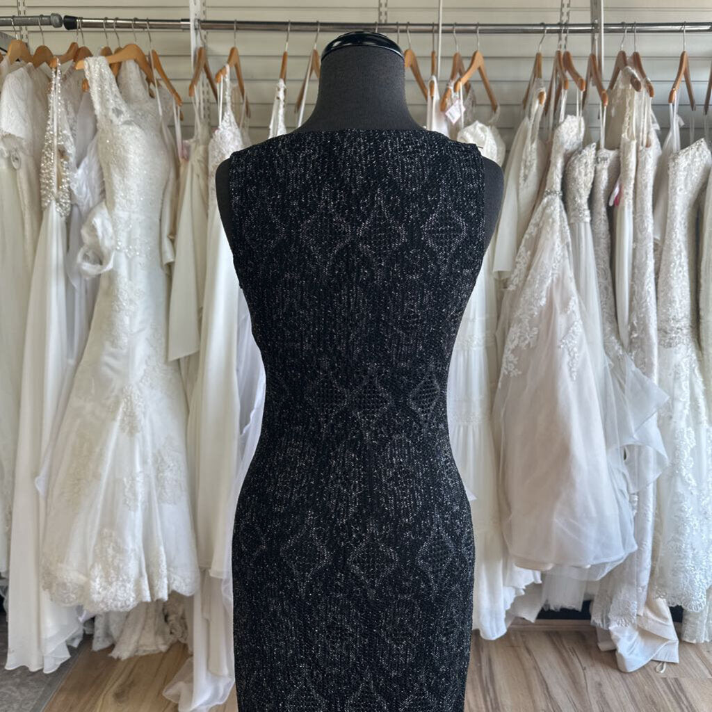 Vintage Black Maxi Crochet with Shimmer Dress Small