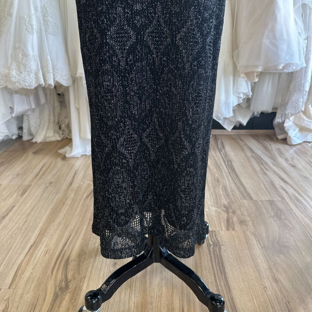Vintage Black Maxi Crochet with Shimmer Dress Small