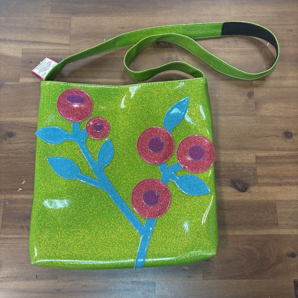 Glittersweet Vinyl Flower Crossbody Bag
