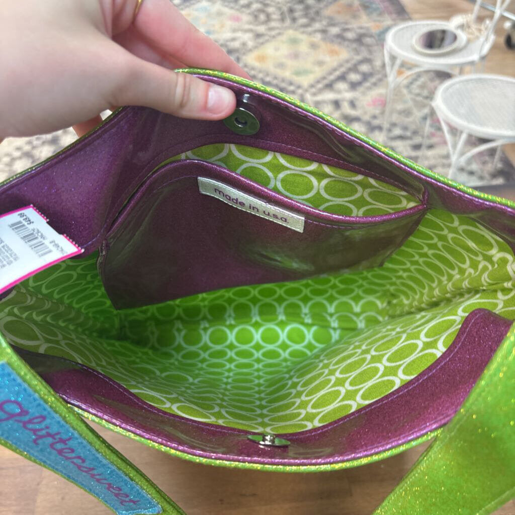 Glittersweet Vinyl Flower Crossbody Bag