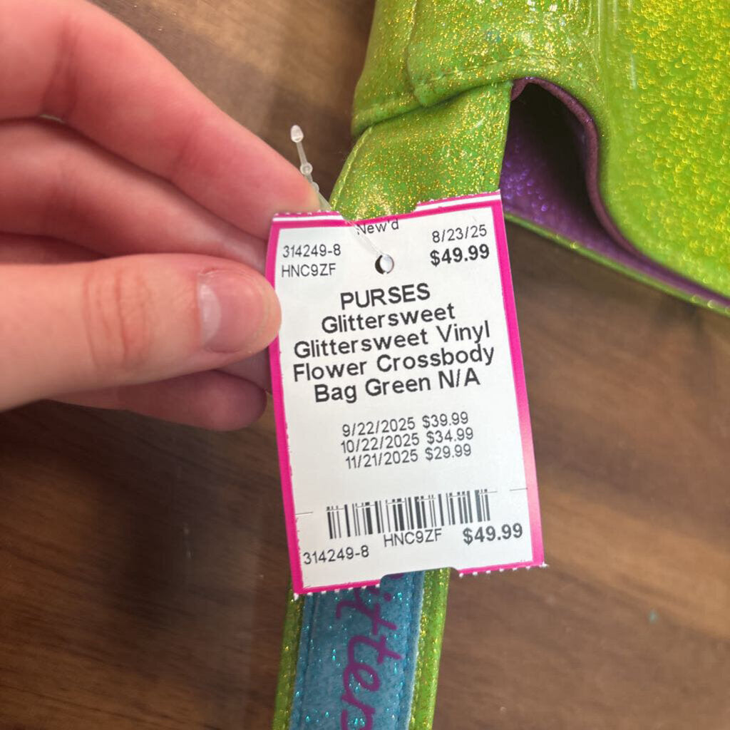 Glittersweet Vinyl Flower Crossbody Bag