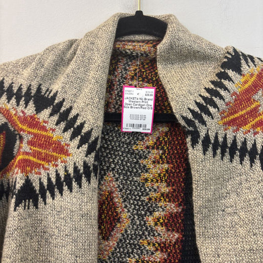 Western Print Open Cardigan One Size