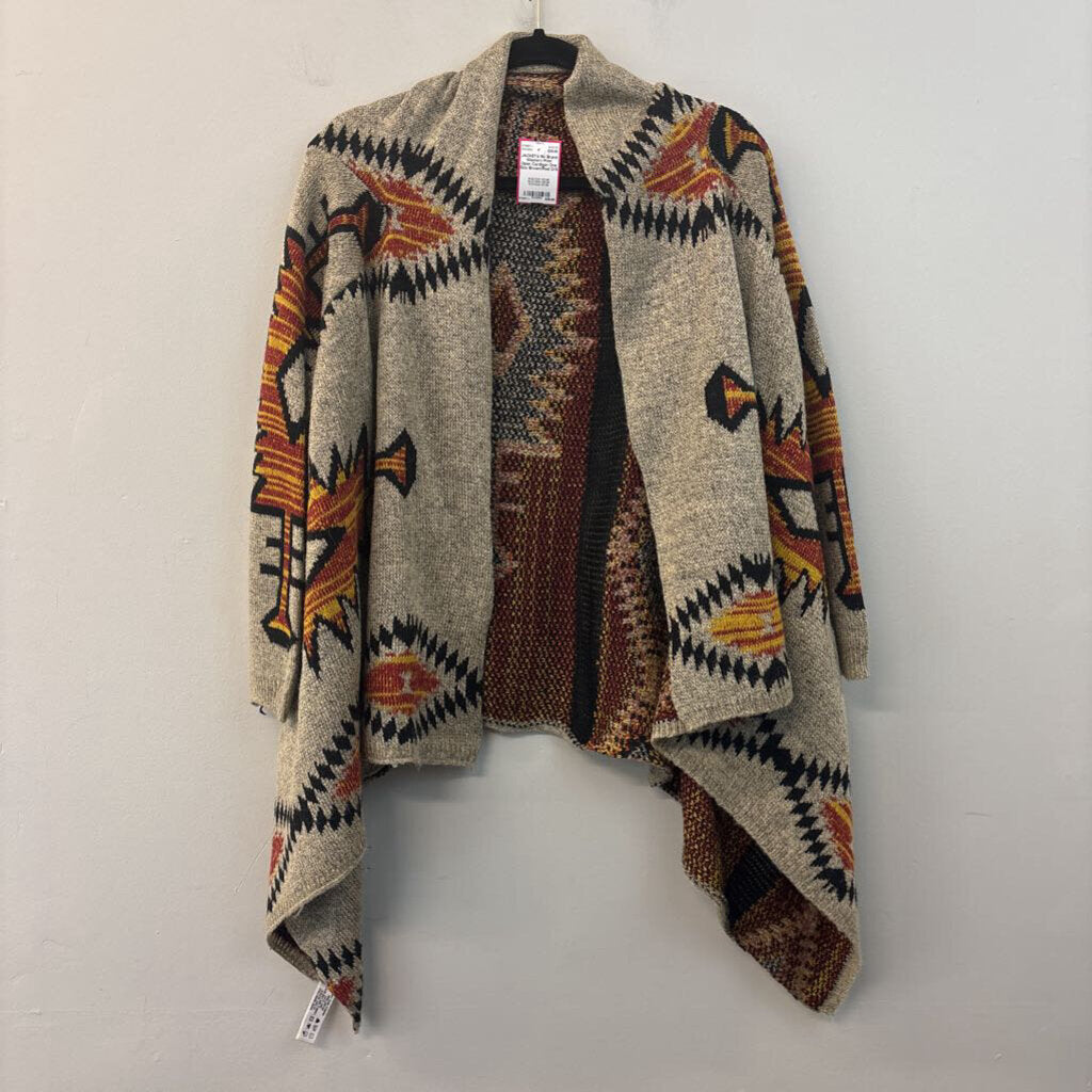 Western Print Open Cardigan One Size