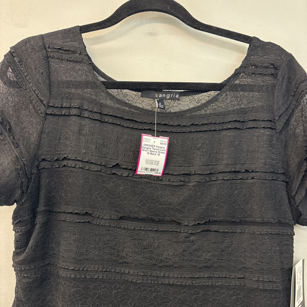 Sangria Tiered Lace Short Sleeve Dress 14