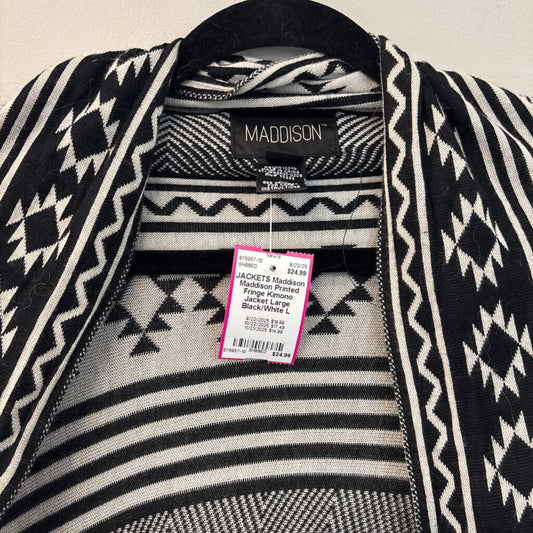 Maddison Printed Fringe Kimono Jacket Large
