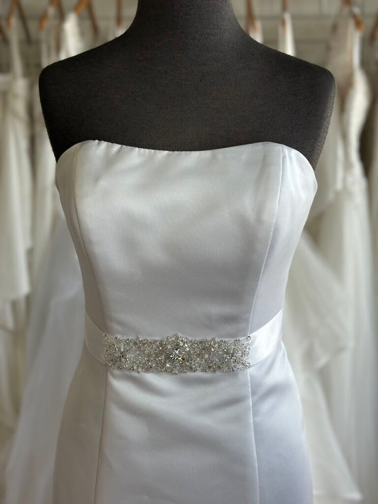 David's Bridal Satin Strapless Wedding Gown 8
