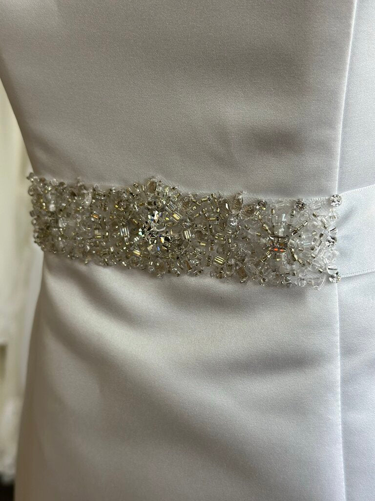 David's Bridal Satin Strapless Wedding Gown 8