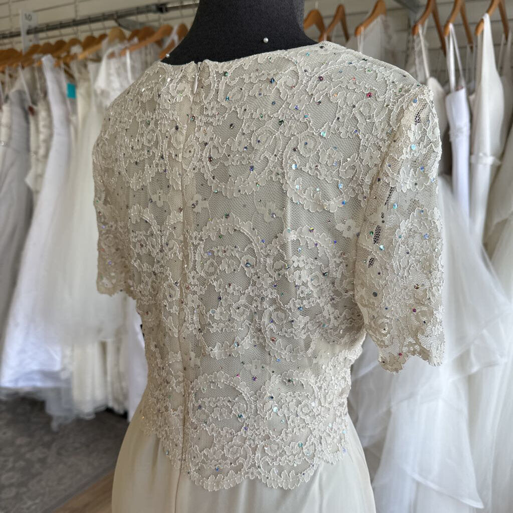 R&M Richards Short Sleeve Sparkle Lace Dress 10P
