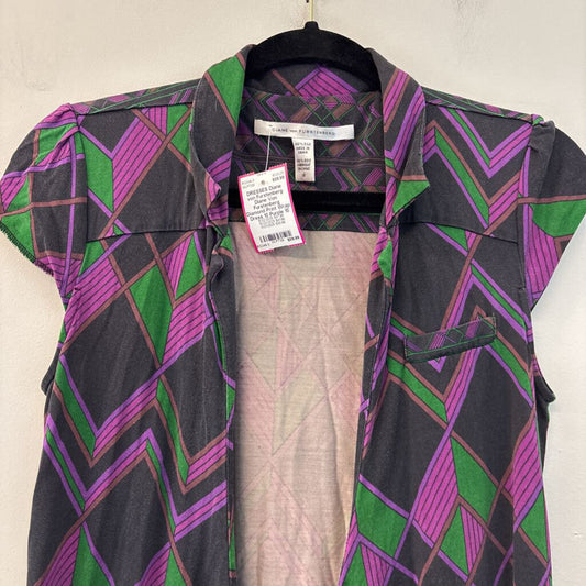 Diane Von Furstenberg Diamond Print Wrap Dress 10