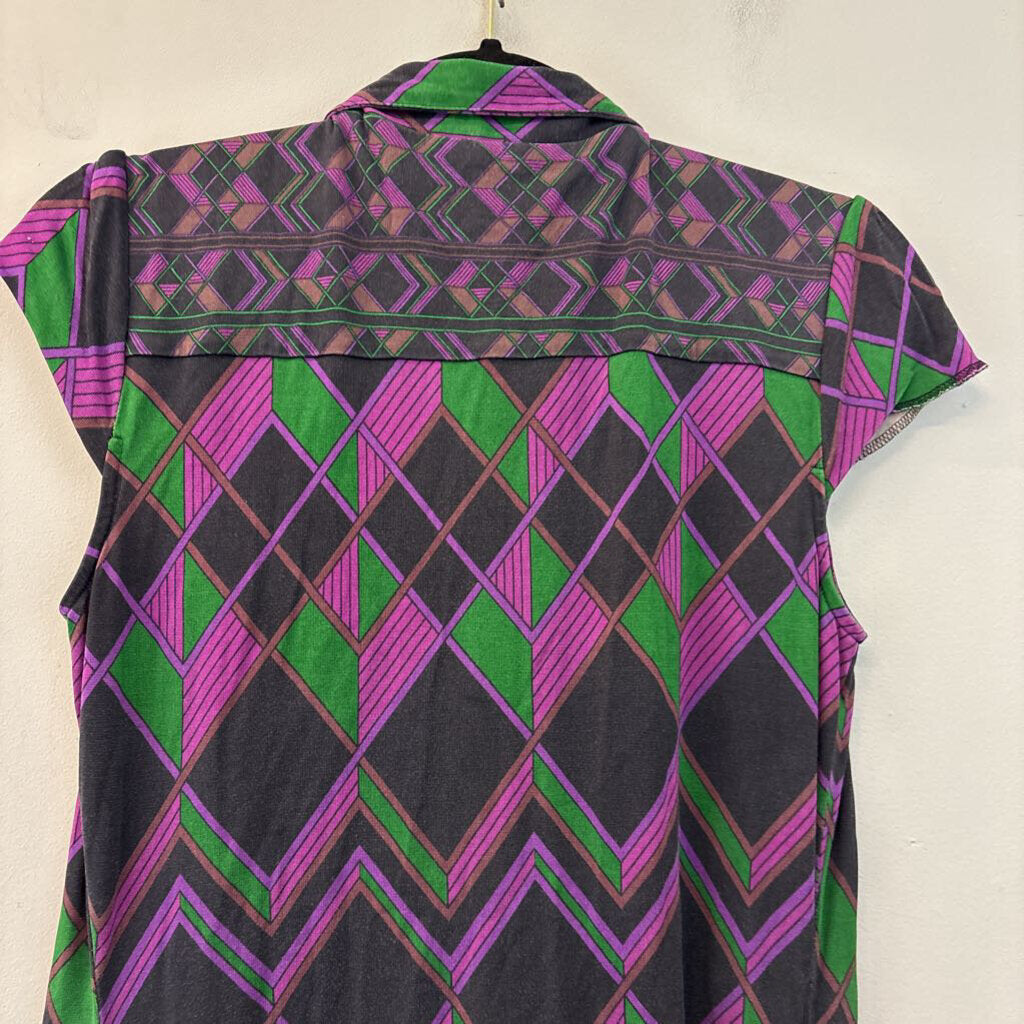 Diane Von Furstenberg Diamond Print Wrap Dress 10