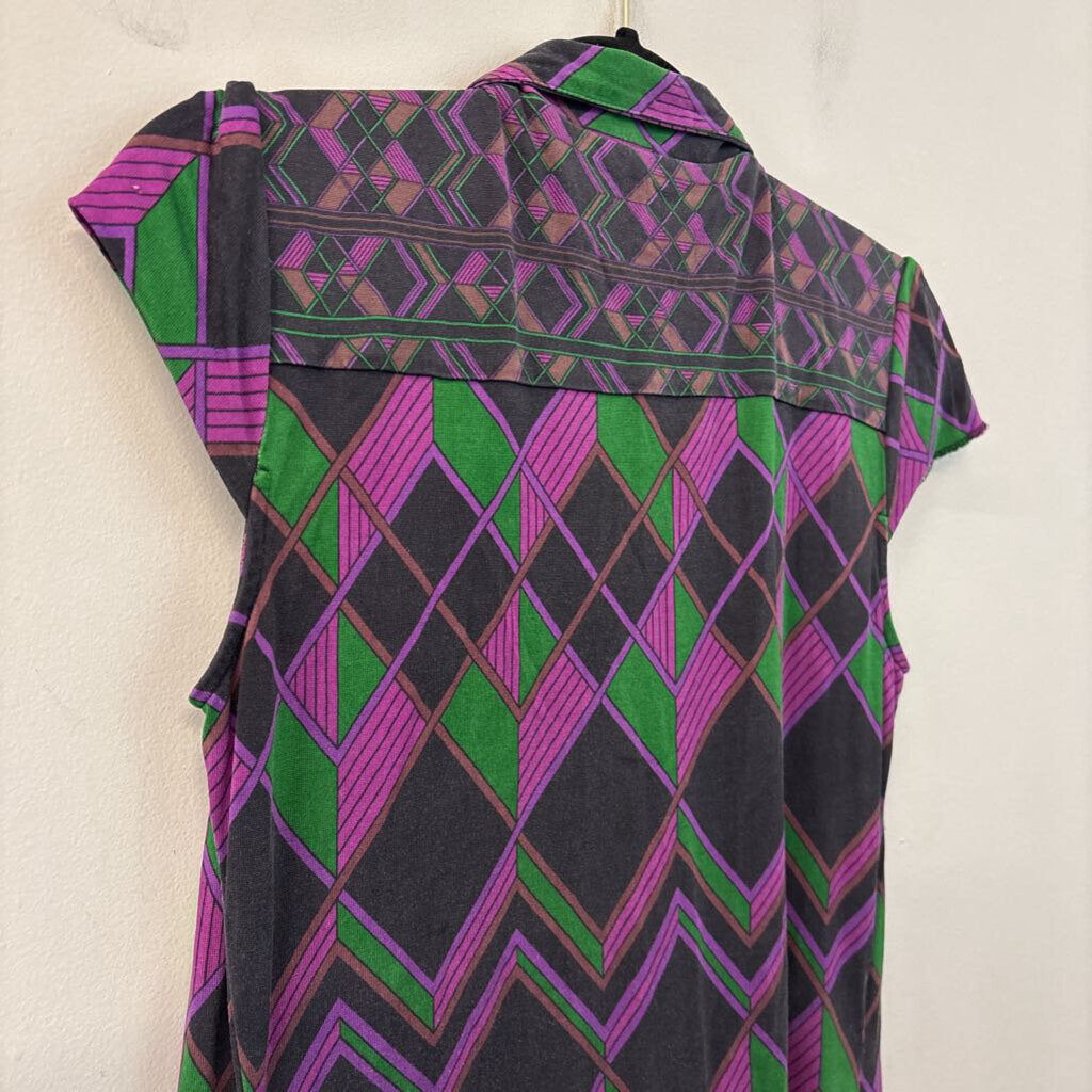 Diane Von Furstenberg Diamond Print Wrap Dress 10