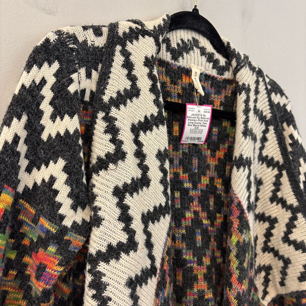 My Beloved Western Print Knit Long Duster One Size