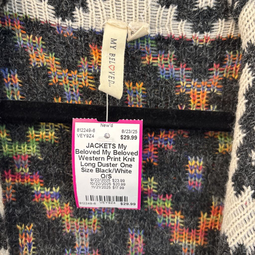 My Beloved Western Print Knit Long Duster One Size