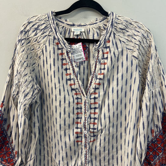 Sundance Embroidered Long Sleeve Button Up Top Medium