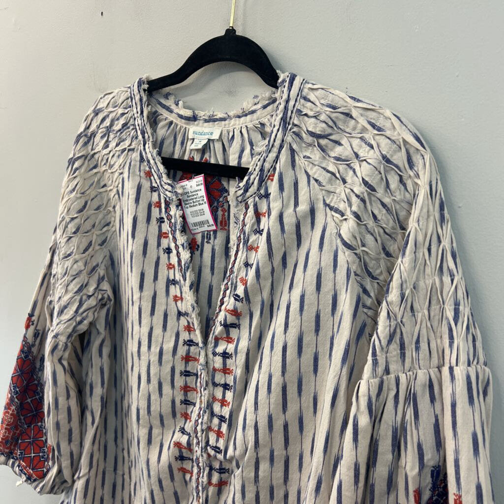 Sundance Embroidered Long Sleeve Button Up Top Medium