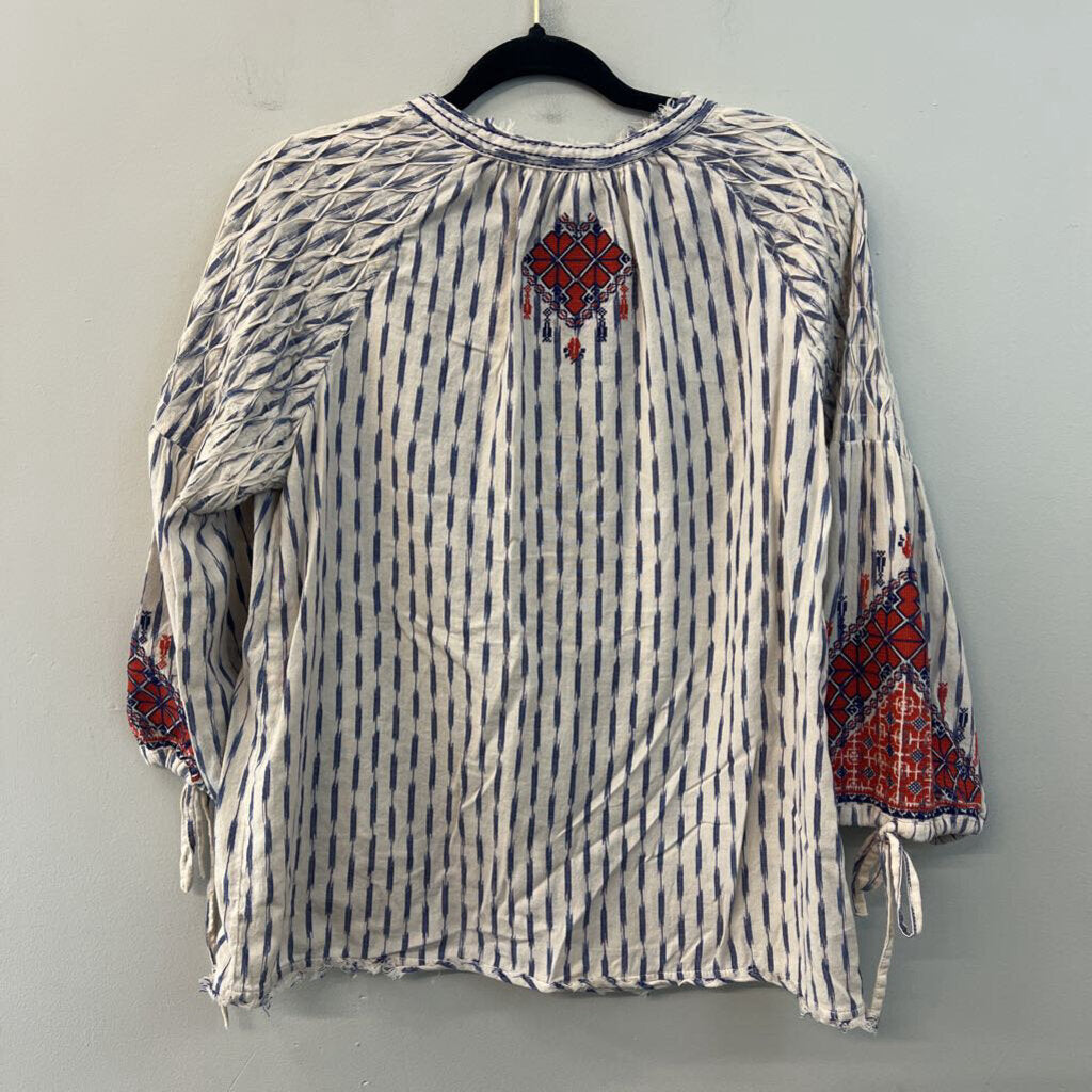 Sundance Embroidered Long Sleeve Button Up Top Medium