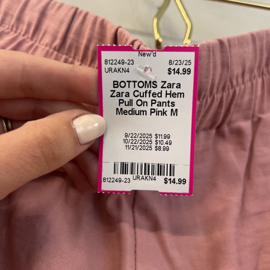Zara Cuffed Hem Pull On Pants Medium