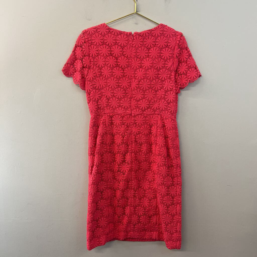 Talbots Pink Heavy Lace Short Sleeve Dress 8