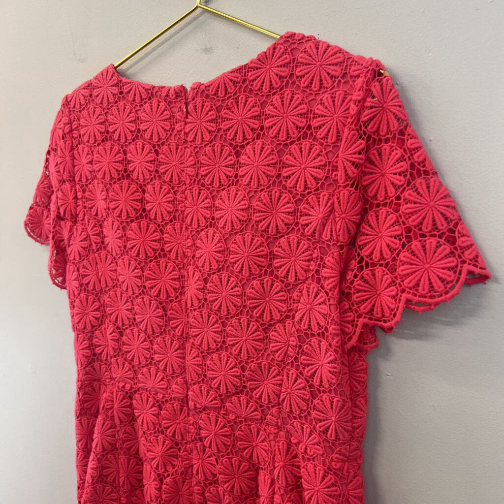 Talbots Pink Heavy Lace Short Sleeve Dress 8