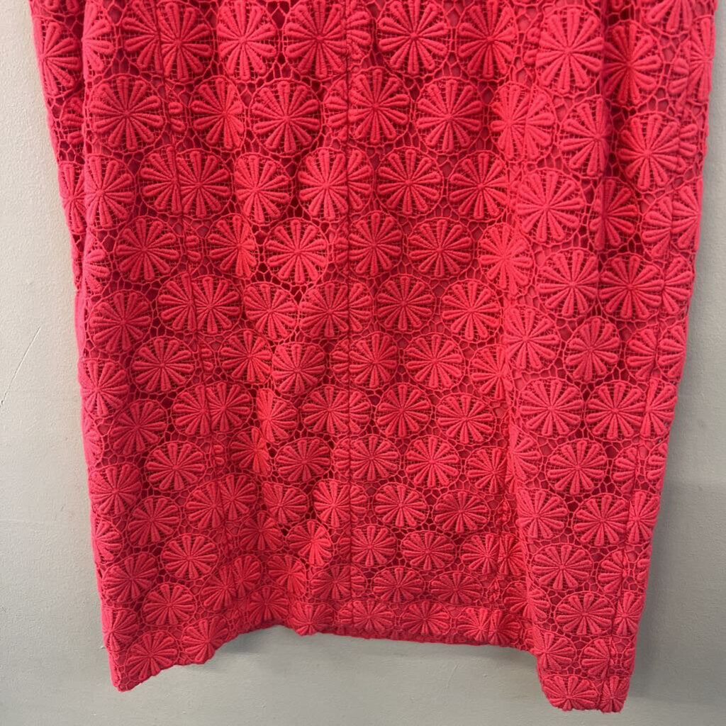 Talbots Pink Heavy Lace Short Sleeve Dress 8