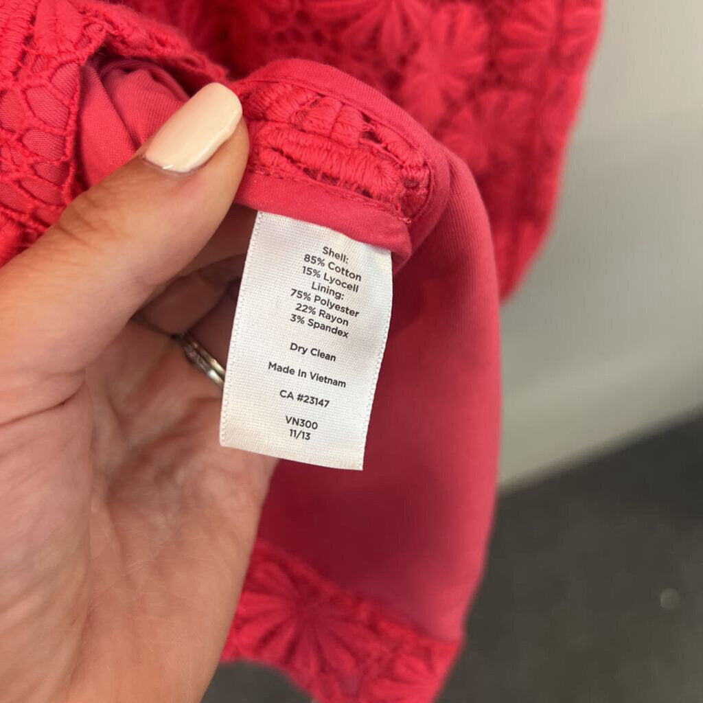 Talbots Pink Heavy Lace Short Sleeve Dress 8