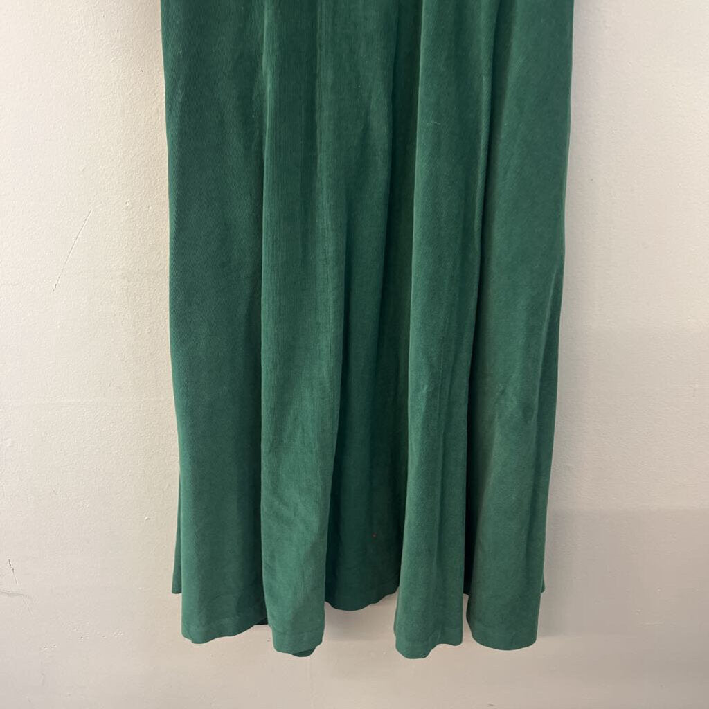 J Peterman Green Corduroy Long Sleeve Belt Waist Button Down Midi Dress 10