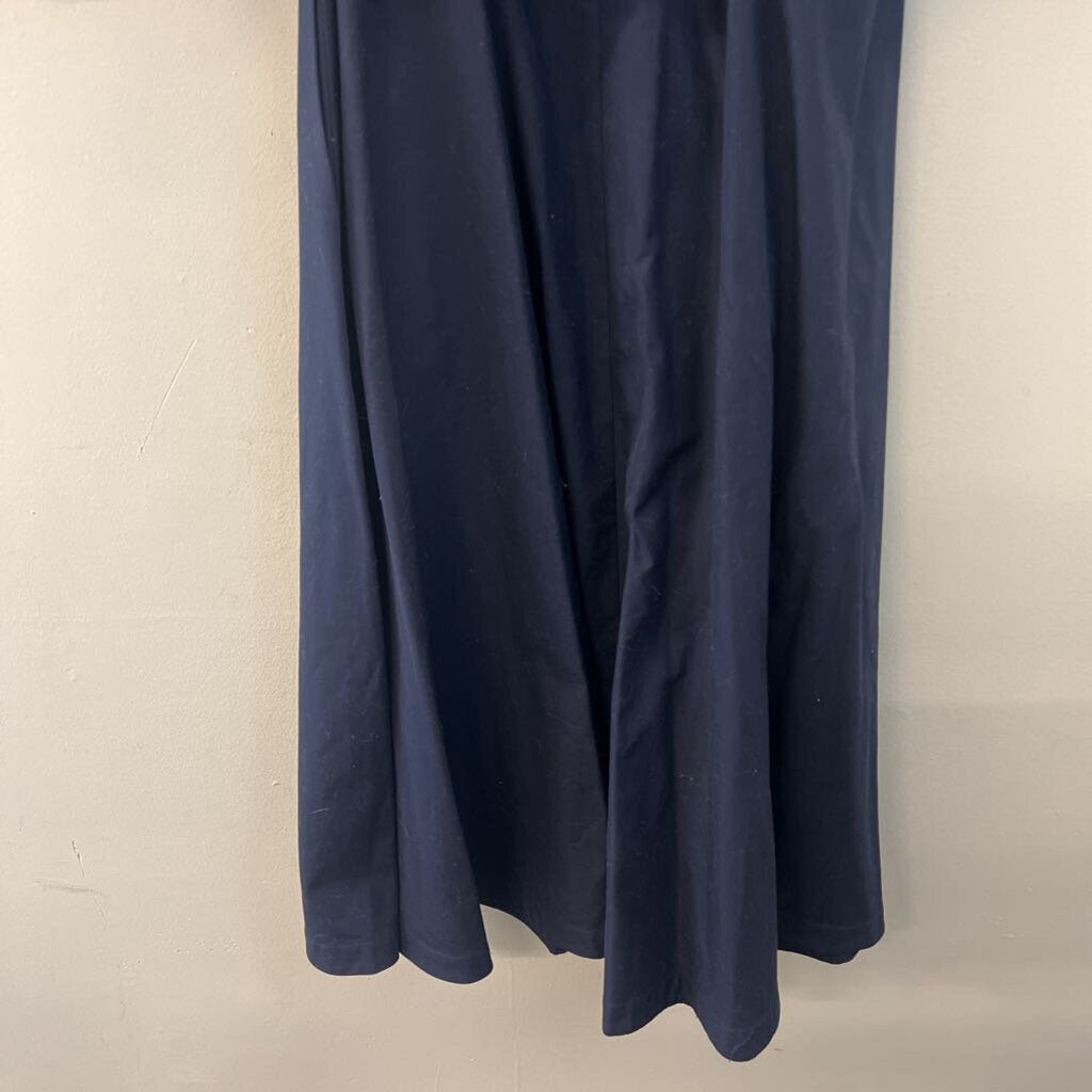 J Peterman Navy Long Sleeve Belt Waist Button Down Midi Dress 10