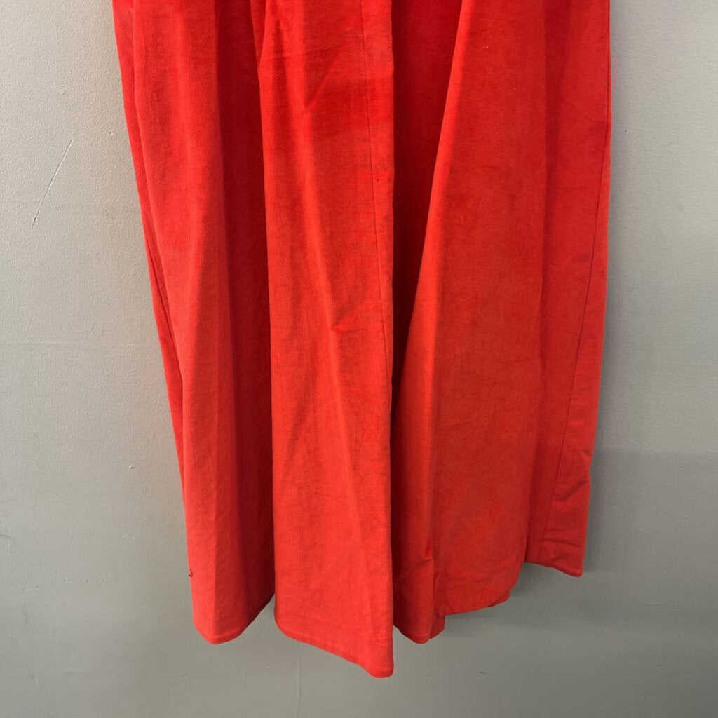 J Peterman Bright Red Soft Long Sleeve Belt Waist Button Down Midi Dress 10