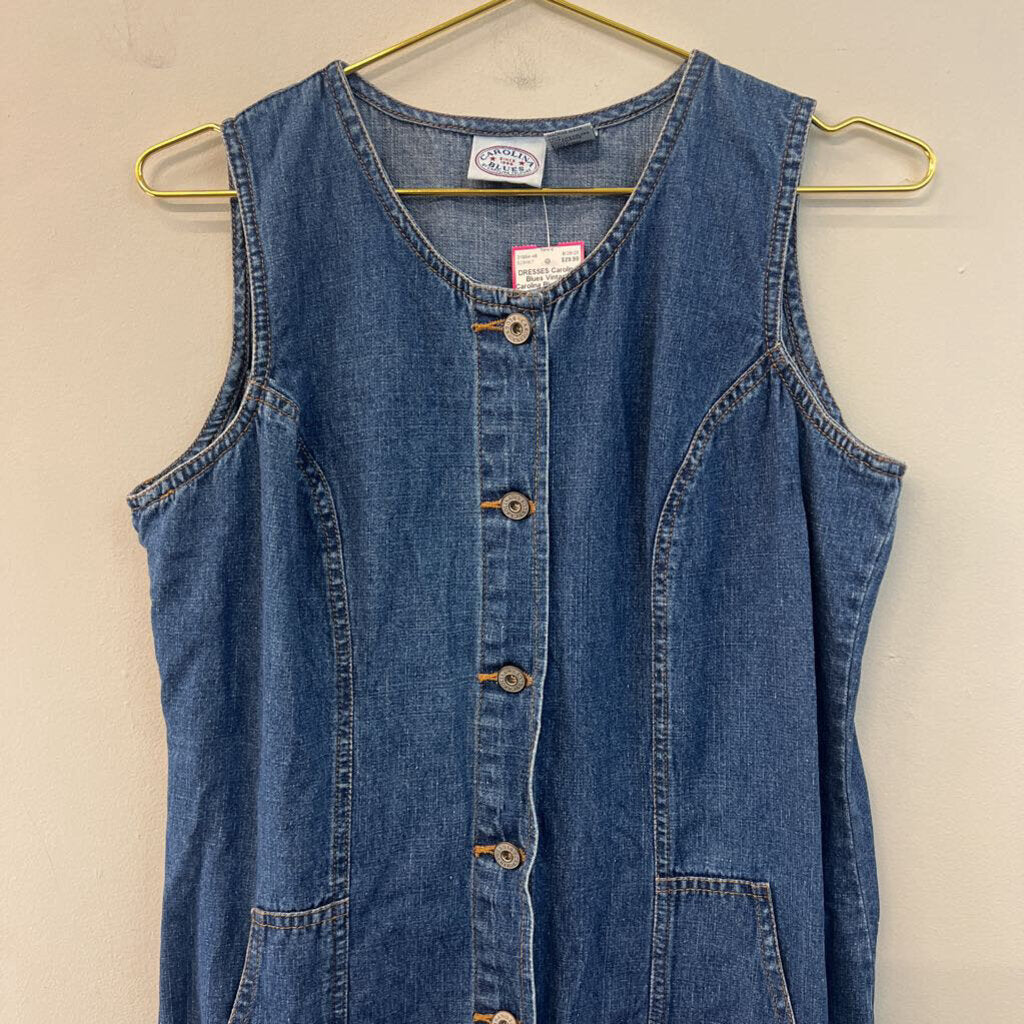 Vintage Carolina Blues Denim Button Front Maxi Dress 12