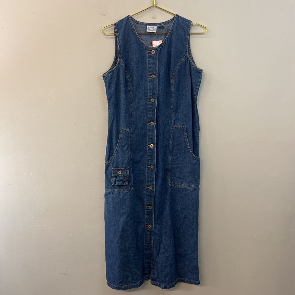 Vintage Carolina Blues Denim Button Front Maxi Dress 12