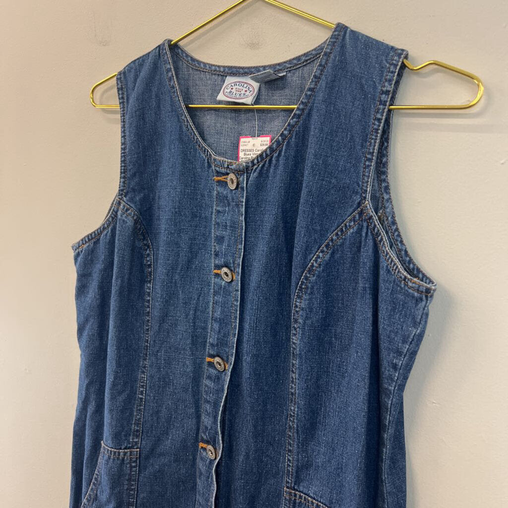 Vintage Carolina Blues Denim Button Front Maxi Dress 12