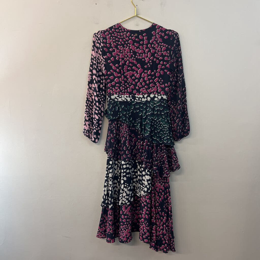 Marie Oliver Navy/ Multi Print Long Sleeve Tiered Bottom Maxi Dress 2