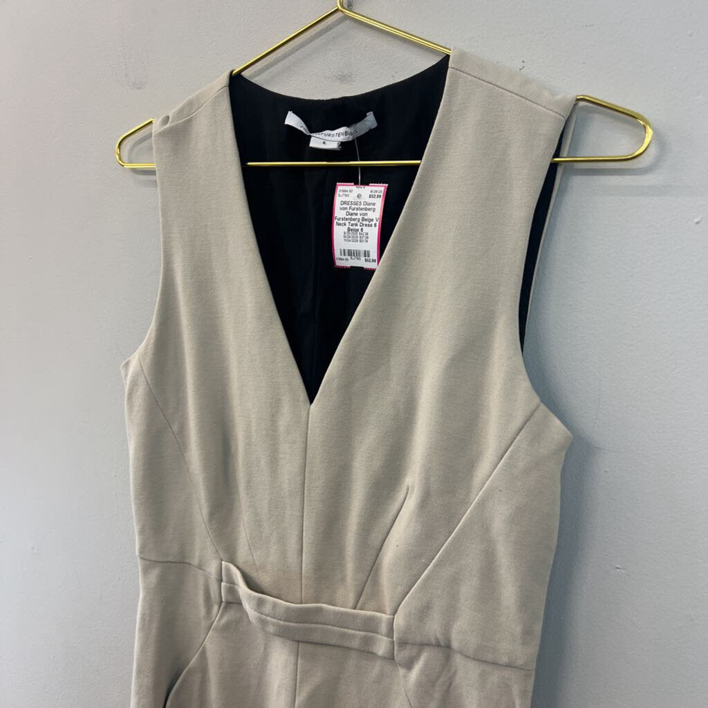 Diane von Furstenberg Beige V Neck Tank Dress 6