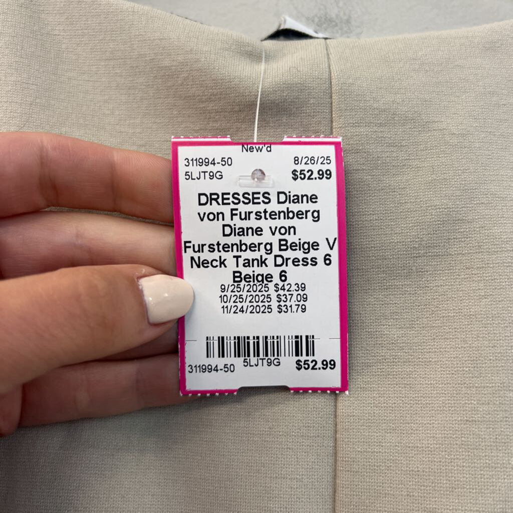 Diane von Furstenberg Beige V Neck Tank Dress 6